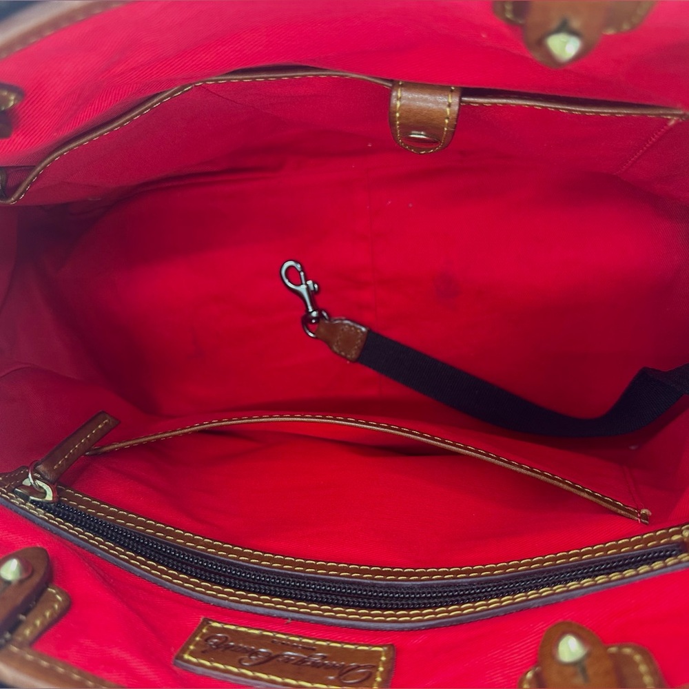 Vintage Dooney & Bourke Wilson Leather Satchel Handbag Purse, Forest Green/Tan - Picture 10 of 10